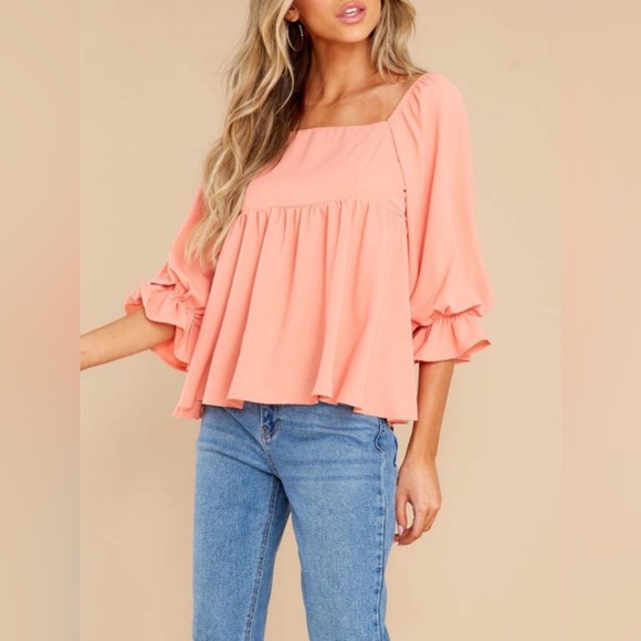 Smocked Square Neck Flounce Sleeve Blouse - Picture 6 of 12